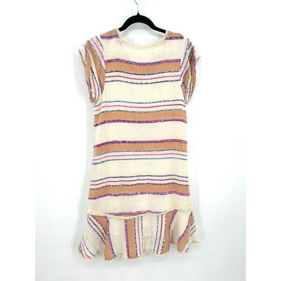 ANTHROPOLOGIE Holding Horses Elira Brown White Striped Fringe Boho Dress Size XS - Picture 3 of 7